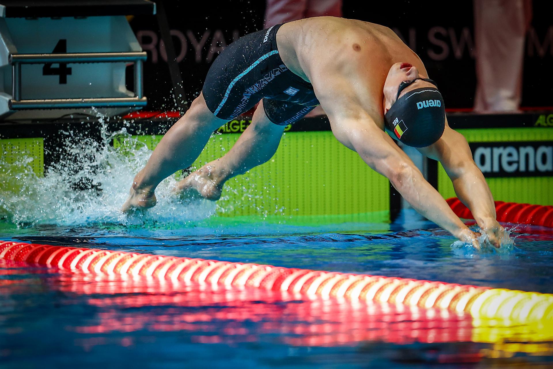 Belgian Noah Verreth pictured in action during the 200m backstroke race during the Open Belgian Swimming Championships 2025 (25-27/04), in Antwerp, on Friday 25 April 2025. BELGA PHOTO DAVID PINTENS