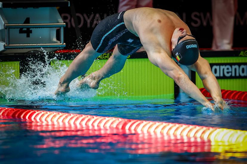 Belgian Noah Verreth pictured in action during the 200m backstroke race during the Open Belgian Swimming Championships 2025 (25-27/04), in Antwerp, on Friday 25 April 2025. BELGA PHOTO DAVID PINTENS