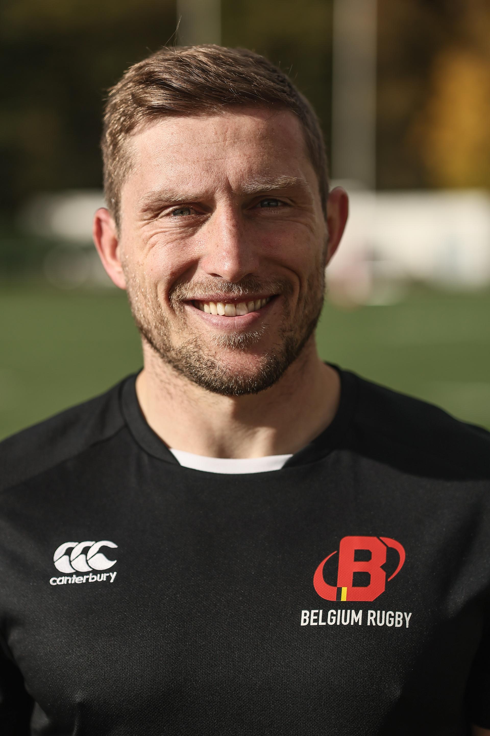 Belgium's Julien Berger poses for the photographer during a training session of the Black Devils, the Belgian national rugby team, at the Nelson Mandela Stadium in Neder-Over-Heembeek, Brussels, Sunday 02 November 2025. The team is preparing for the qualification games for the World Cup. BELGA PHOTO BRUNO FAHY