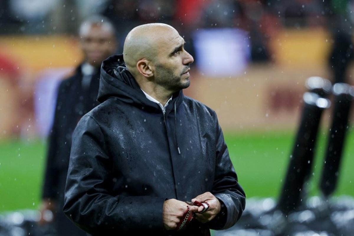 Morocco's head coach Walid Regragui reacts during presentation ceremony at the end of the Africa Cup of Nations (CAN) final football match between Morocco and Senegal at the Prince Moulay Abdellah Stadium in Rabat on January 18, 2026.  Abdel Majid BZIOUAT / AFP