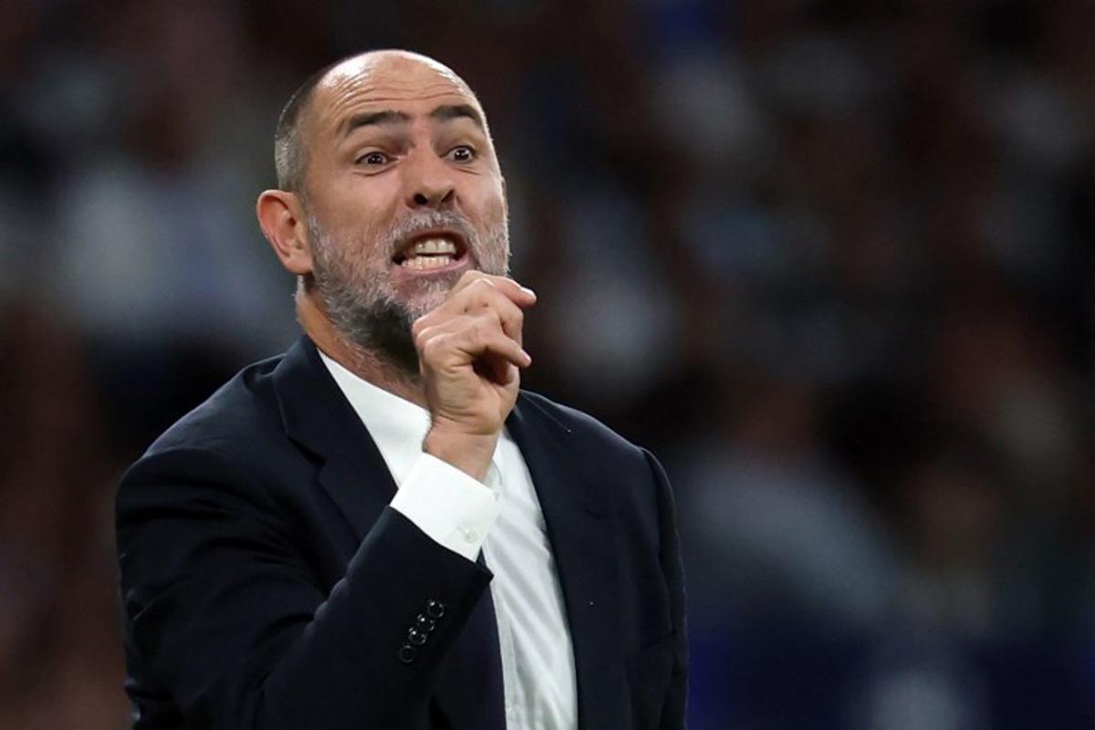Juventus' Croatian coach Igor Tudor reacts during the UEFA Champions League league phase day 3 football match between Real Madrid CF and Juventus at Santiago Bernabeu Stadium in Madrid on October 22, 2025.  Pierre-Philippe MARCOU / AFP