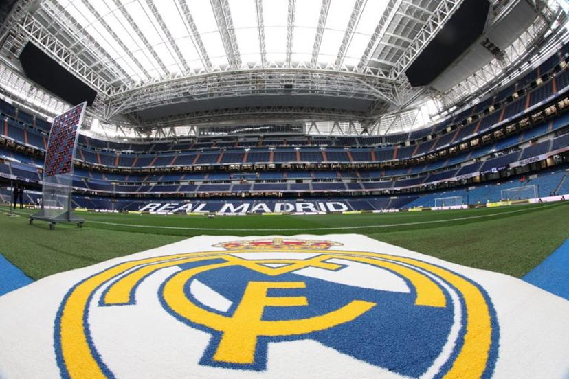 Picture shows a general view of the Santiago Bernabeu stadium with its operable roof closed due to the rainy weather ahead of the Spanish Liga football match between Real Madrid CF and Getafe CF in Madrid on September 2, 2023.  Thomas COEX / AFP