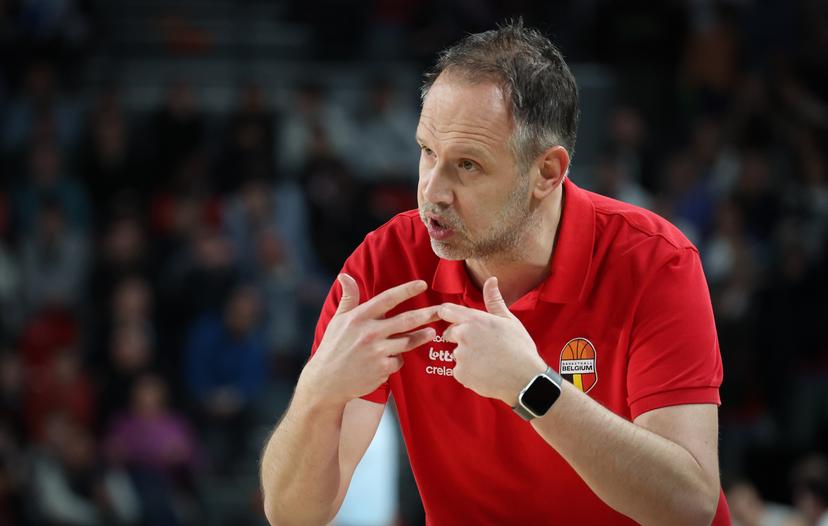 Belgium's head coach Julien Mahe gestures during a basketball match between Belgian national team Belgian Lions and Finland, Friday 27 February 2026 in Charleroi, qualifier 3/6 for the men's 2027 FIBA World Championships. BELGA PHOTO VIRGINIE LEFOUR