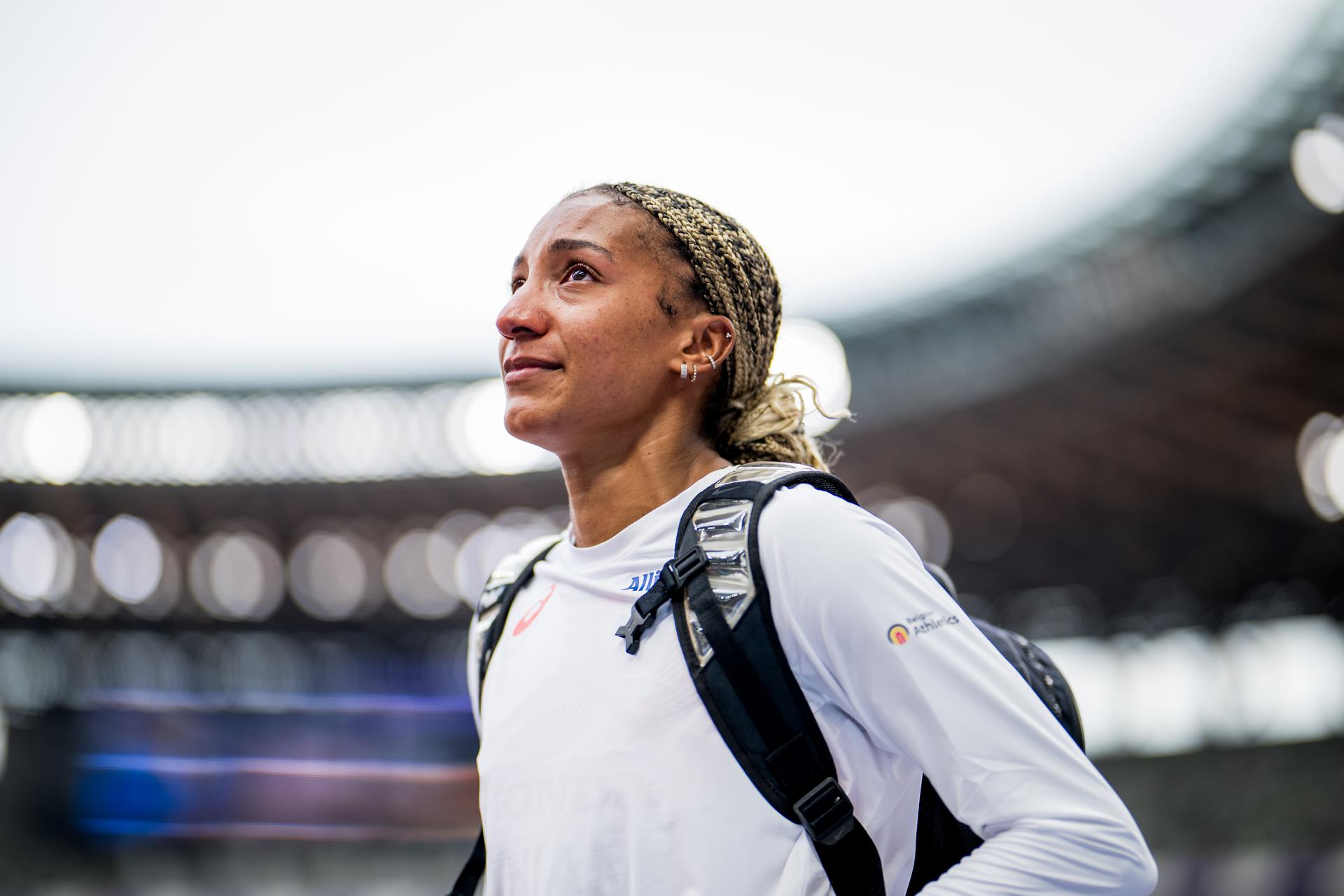 Belgian Nafissatou Nafi Thiam looks dejected after the Long Jump event of the women's Heptathlon competition, at the World Athletics Championships in Tokyo, Japan, on Saturday 20 September 2025. The outdoor Worlds are taking place from 13 to 21 September. BELGA PHOTO JASPER JACOBS