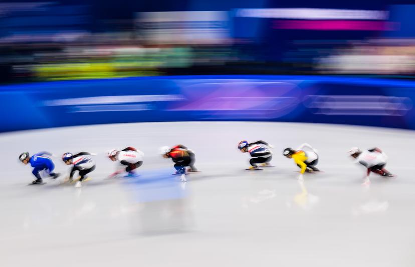 260220 Arianna Fontana of Italy, Gilli Kim of South Korea, Danae Blais of Canada, Chutong Zhang of China, Dohee Noh of South Korea, Hanne Desmet of Belgium and Kim Boutin of Canada compete in women's short track speed skating 1500 meters semifinals during day 14 of the 2026 Winter Olympics on February 20, 2026 in Milan.  Photo: Joel Marklund / BILDBYRÅN / kod JM / JM0800 bbeng skridskor speed skating short track speed skating olympic games olympics winter olympics os ol olympiska spel vinter-os olympiske leker milano cortina 2026 milan cortina 2026 milano cortina 2026 olympic games milano cortina 2026 winter olympic games milano cortina-os milano cortina-ol vinter-ol dam BELGA PHOTO BENELUX ONLY
