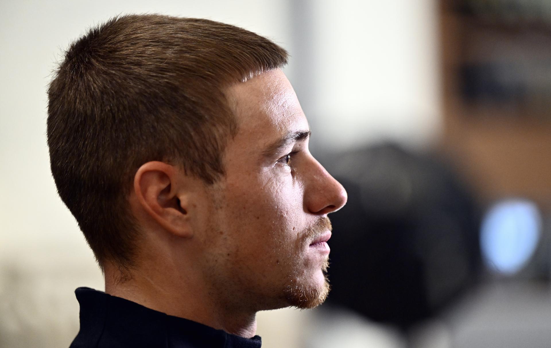 Belgian Remco Evenepoel of Red Bull-BORA-Hansgrohe pictured during a press meeting before the Trofeo Ses Salines Challenge Mallorca cycling race, Wednesday 28 January 2026 in Mallorca, Spain. On Thursday Belgian Evenepoel will participate in the Team Time Trial, the first race in the colors of his new team Red Bull-Bora-Hansgrohe. BELGA PHOTO ERIC LALMAND