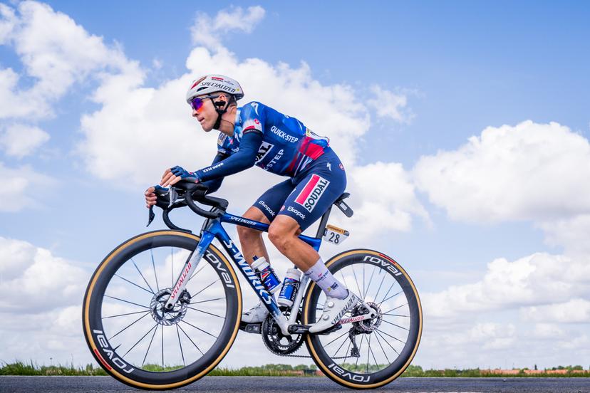 Belgian Ilan Van Wilder of Soudal Quick-Step pictured in action during the third stage of the 2025 Tour de France cycling, from Valenciennes to Dunkerque (178 km) on Monday 07 July 2025 in France. The 112th edition of the Tour de France starts on Saturday 5 July in Lille, France, and will finish in Paris, France on the 27th of July. BELGA PHOTO JASPER JACOBS