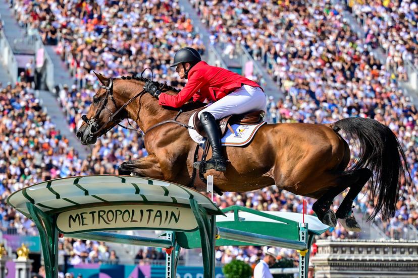 Belgian rider Gregory Wathelet and his horse Bond James Bond De Haypictured in action during the Equestrian Mixed Individual Jumping final at the Paris 2024 Olympic Games, on Tuesday 06 August 2024 in Paris, France. The Games of the XXXIII Olympiad are taking place in Paris from 26 July to 11 August. The Belgian delegation counts 165 athletes competing in 21 sports. BELGA PHOTO DIRK WAEM