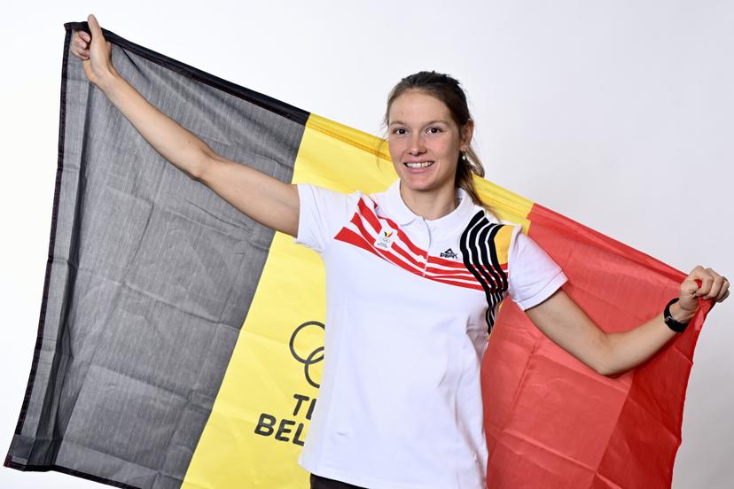 Belgian Jolien Vermeylen poses for the photographer during a photoshoot for the Belgian Olympic Committee BOIC - COIB ahead of the Paris 2024 Olympic Games, in Brussels, Thursday 27 June 2024. BELGA PHOTO ERIC LALMAND