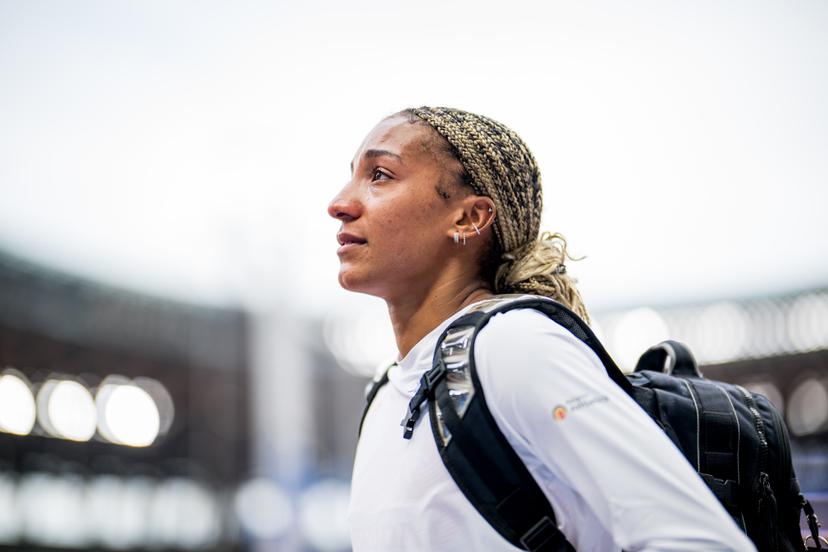 Belgian Nafissatou Nafi Thiam looks dejected after the Long Jump event of the women's Heptathlon competition, at the World Athletics Championships in Tokyo, Japan, on Saturday 20 September 2025. The outdoor Worlds are taking place from 13 to 21 September. BELGA PHOTO JASPER JACOBS