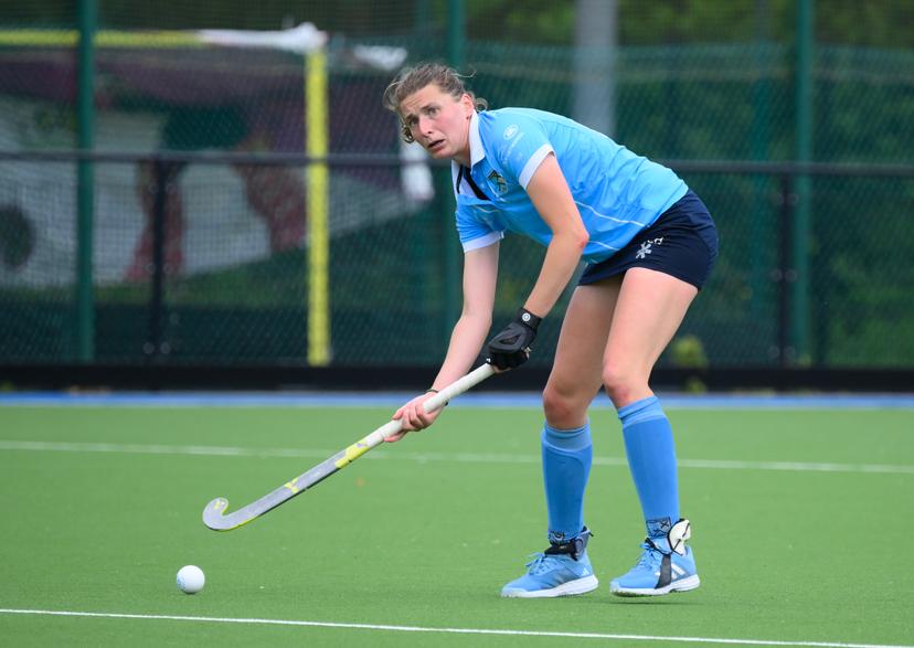 Braxgata's Stephanie Vanden Borre pictured during a hockey game between Braxgata and Dragons, Saturday 17 May 2025 in Boom, in the semi-finals of the playoffs in the Belgian Hockey League women during the 2024-2025 season. BELGA PHOTO JOHN THYS
