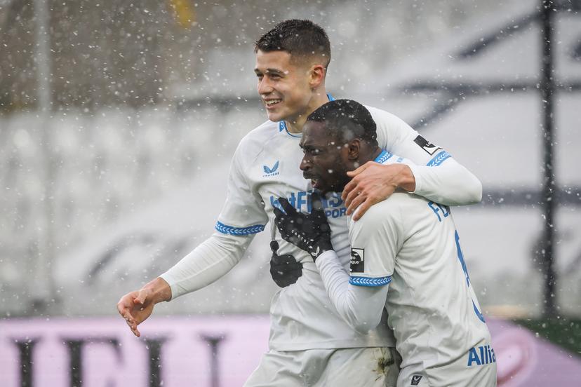 Club's Carlos Forbs celebrates after scoring during a soccer match between Cercle Brugge and Club Brugge, Sunday 15 February 2026 in Brugge, on day 25 of the 2025-2026 'Jupiler Pro League' first division of the Belgian championship. BELGA PHOTO KURT DESPLENTER