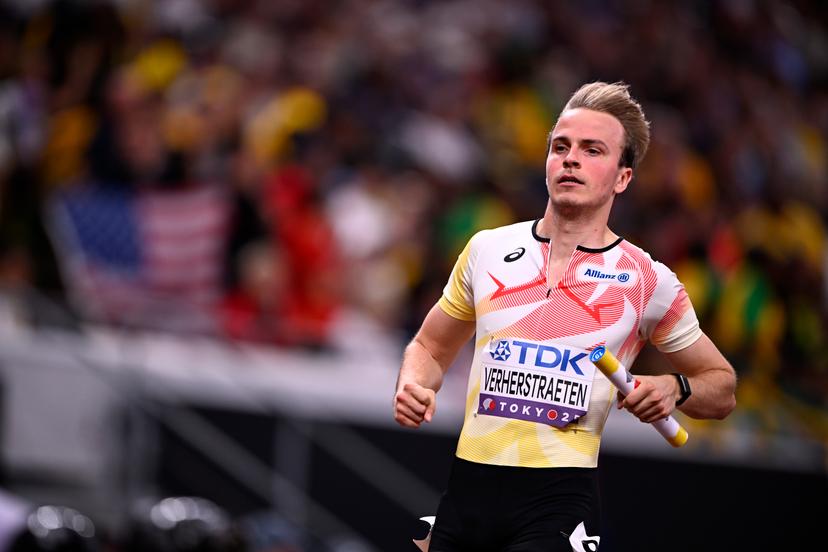 Belgian Simon Verherstraeten pictured during the heats of the men's 4x100m relay race, at the World Athletics Championships in Tokyo, Japan, on Saturday 20 September 2025. The outdoor Worlds are taking place from 13 to 21 September. BELGA PHOTO JASPER JACOBS