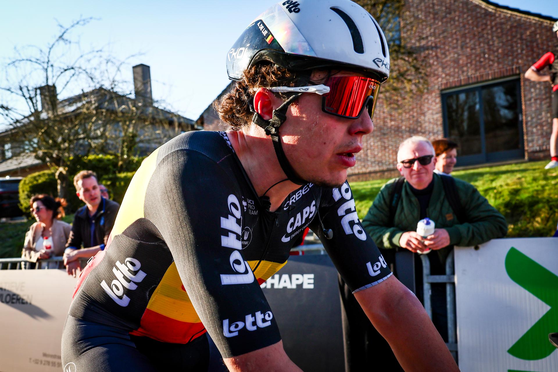 Belgian Arnaud De Lie of Lotto Cycling Team pictured after the 'Nokere Koerse' one day cycling race for men elite, 188.1 km from Deinze to Nokere, on Wednesday 19 March 2025. BELGA PHOTO DAVID PINTENS