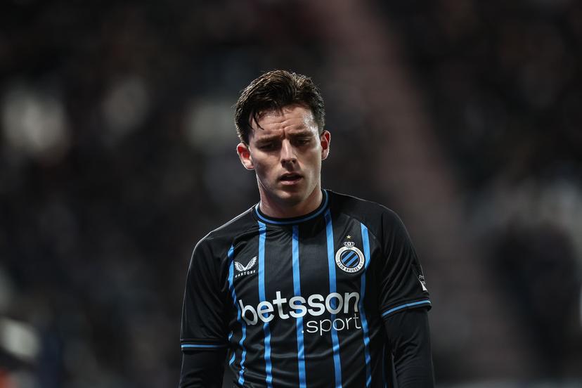 Club's Hugo Vetlesen looks dejected during a soccer game between Sporting Charleroi vs Club Brugge, in the 1/4 final of the Croky Cup Belgian cup, Tuesday 13 January 2026 in Charleroi. BELGA PHOTO BRUNO FAHY