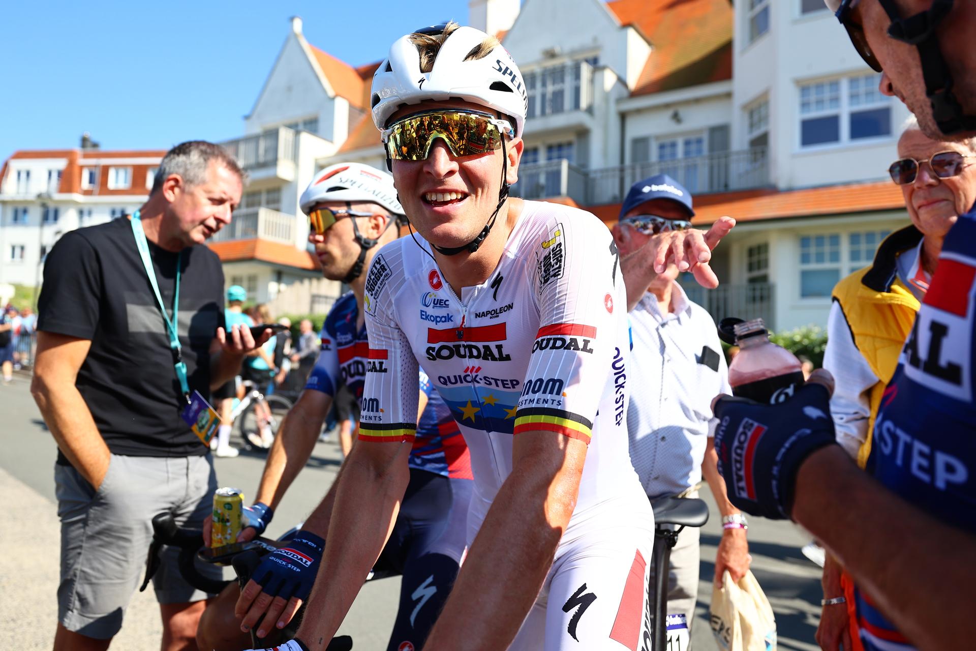 Belgian Tim Merlier of Soudal Quick-Step pictured after winning the first stage of the Baloise Belgium Tour cycling race, 198km from Merelbeke-Melle to Knokke-Heist, Wednesday 18 June 2025. The Baloise Belgium Tour takes place from 18 to 22 June. BELGA PHOTO DAVID PINTENS
