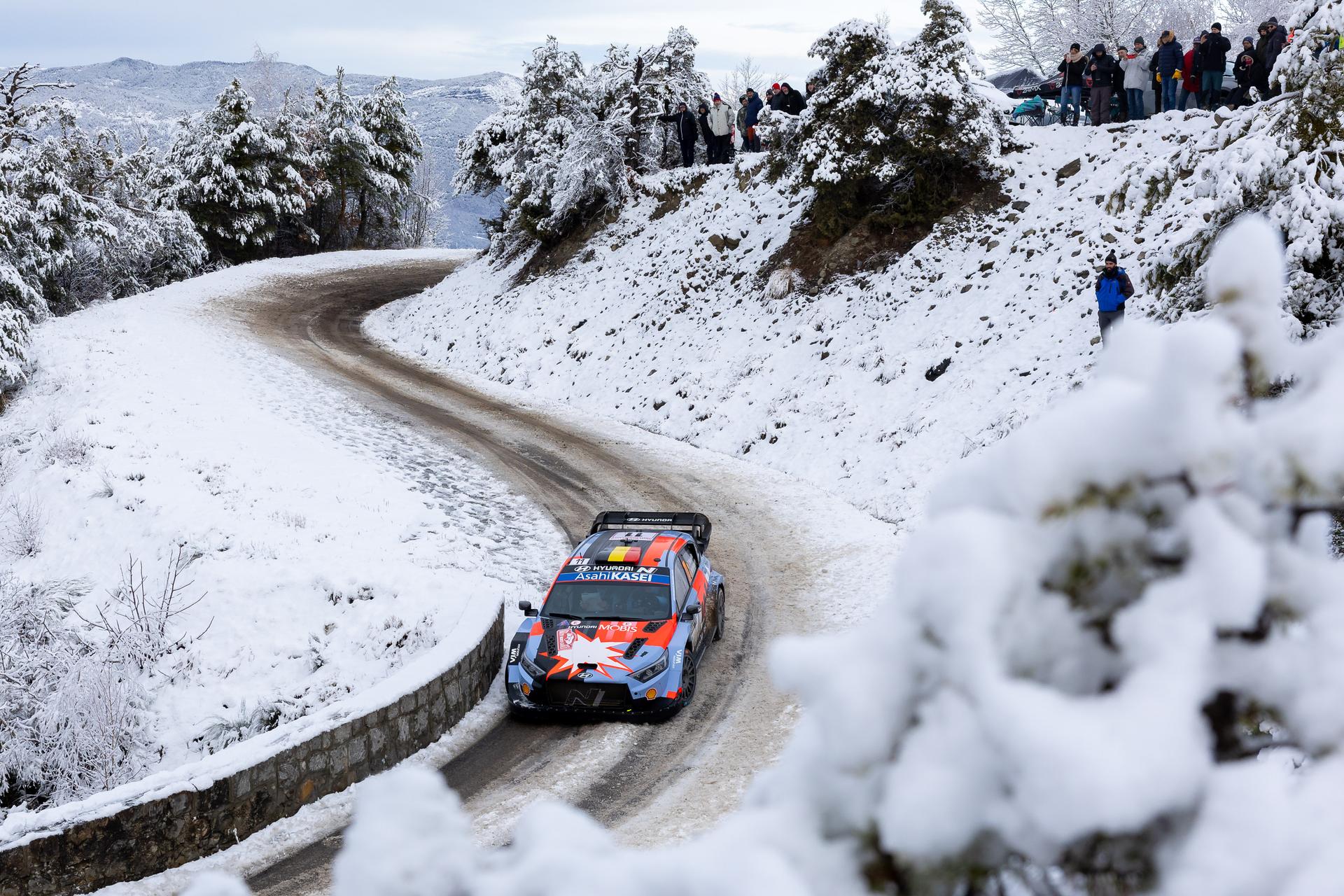 ATTENTION EDITORS - HAND OUT PICTURES - EDITORIAL USE ONLY - MANDATORY CREDIT: 'Hyundai Motorsport'  Hand out picture released by Eric Dupain shows Thierry Neuville during stage 3 of the Monte-Carlo rally race in France, on Saturday 24 January 2026.  *** Belga and Belga Editorial Board decline all responsibility regarding the content of this picture. *** PHOTO HAND OUT - HYUNDAI MOTORSPORT
