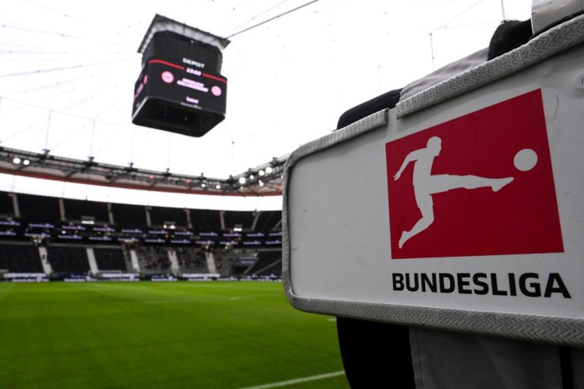 The German professional football league (Bundesliga) logo is pictured prior to the German first division Bundesliga football match between Eintracht Frankfurt and 1 FSV Mainz 05 in Frankfurt am Main on December 21, 2024.  Kirill KUDRYAVTSEV / AFP