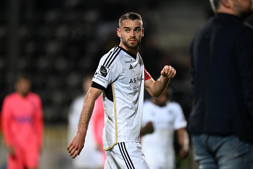 Eupen's Boris Lambert reacts during a soccer match between KAS Eupen and Sporting Charleroi, Friday 26 April 2024 in Eupen, on day 4 (out of 6) of the 2023-2024 'Jupiler Pro League - Relegation Play-offs. BELGA PHOTO JOHN THYS
