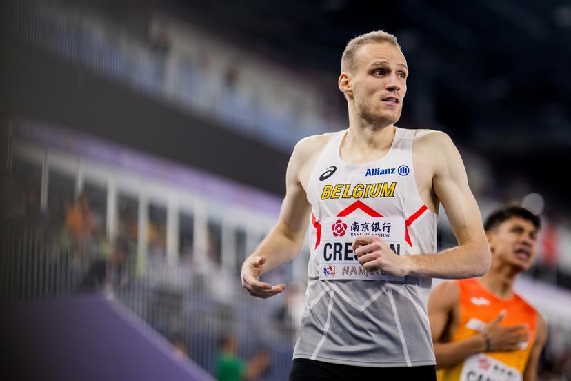 Belgian athlete Eliott Crestan pictured in action during the men's 800m race, at the World Athletics Indoor Championships, in Nanjing, China, Sunday 23 March 2025. The championships take place from 21 to 23 March. BELGA PHOTO JASPER JACOBS