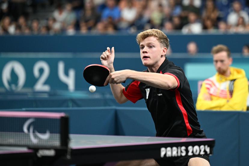 Laurens Devos earns his ticket to the men's para table tennis singles final at the Paris Paralympic Games, in class 9, on September 7, 2024, Paris, France. Photo by Tomas Stevens/ABACAPRESS.COM - ***BELGIUM ONLY***
