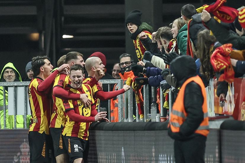 Mechelen's Geoffry Hairemans celebrates after scoring during a soccer match between KV Mechelen and KAA Gent, Friday 07 February 2025 in Mechelen, on day 25 of the 2024-2025 season of the 'Jupiler Pro League' first division of the Belgian championship. BELGA PHOTO BRUNO FAHY