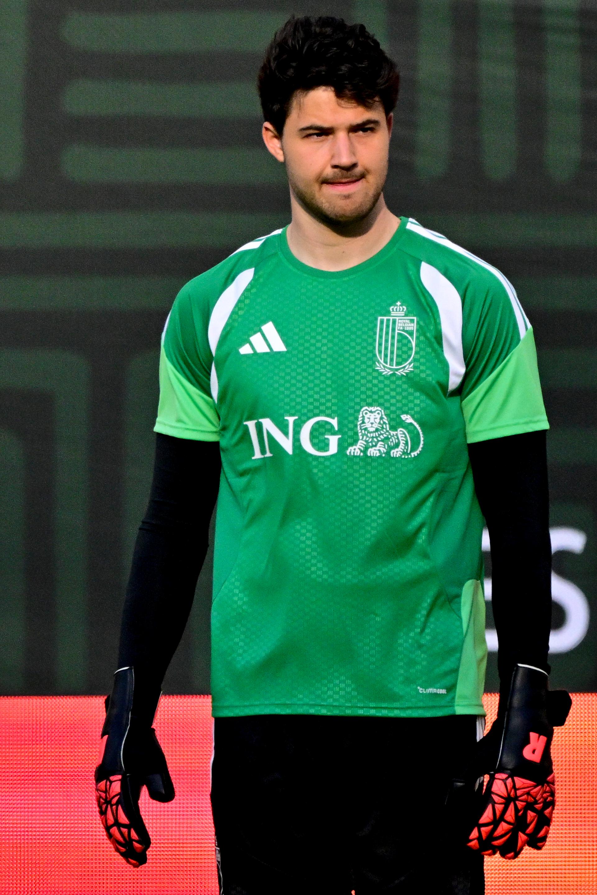 Belgium's goalkeeper Senne Lammens pictured during a training session of Belgian national soccer team Red Devils in Chicago, United States, on Tuesday 31 March 2026. The team is preparing for tomorrow's friendly match against the Mexico, in preparation for the 2026 World Cup. BELGA PHOTO DIRK WAEM