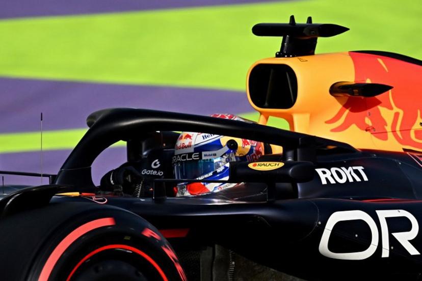 Red Bull Racing's Dutch driver Max Verstappen drives during the third practice session of the 2025 Saudi Arabia Formula One Grand Prix at the Jeddah Corniche Circuit on April 19, 2025.  GABRIEL BOUYS / AFP
