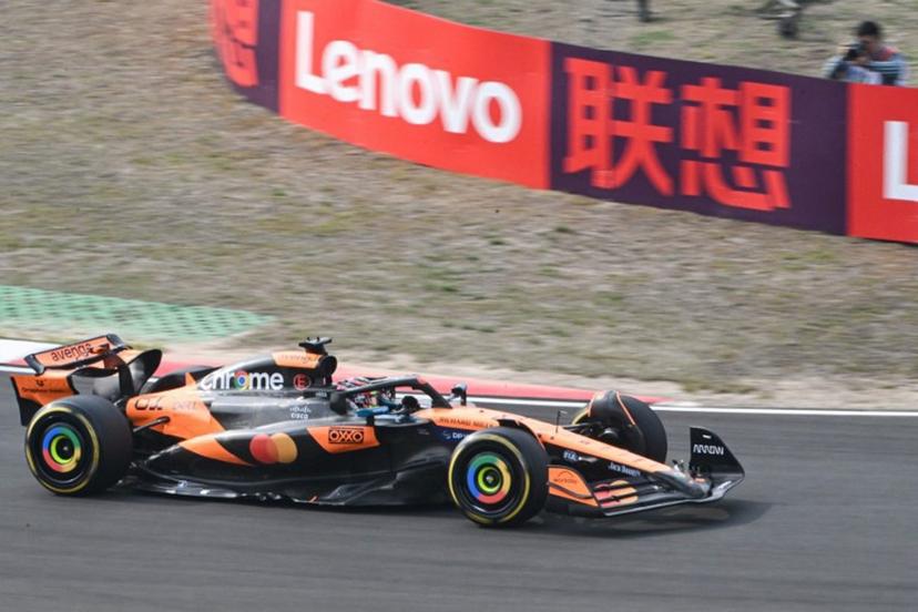 McLaren's Australian driver Oscar Piastri drives during the Formula One Chinese Grand Prix at the Shanghai International Circuit in Shanghai on March 23, 2025.  JADE GAO / AFP