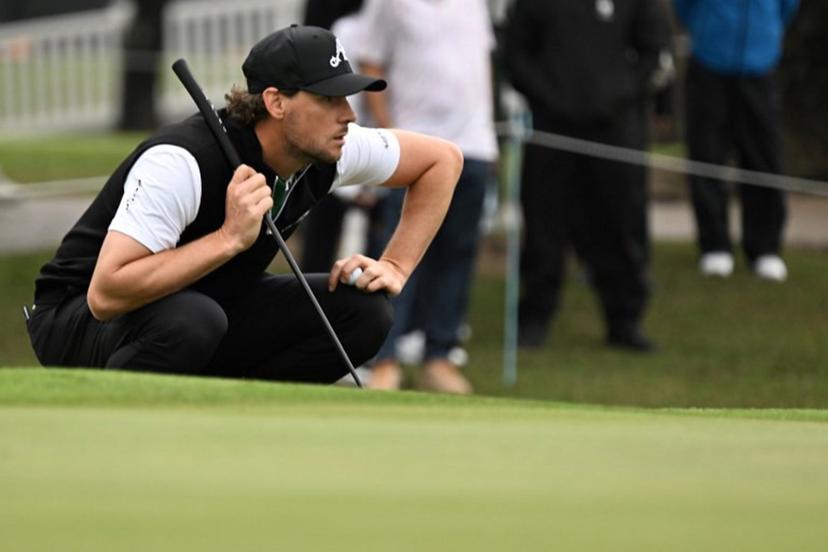 LIV team 4ACES GC player Thomas Pieters of Belgium lines up a putt on day one of the LIV Golf tournament at Fanling golf club in Hong Kong on March 7, 2025.  Peter PARKS / AFP