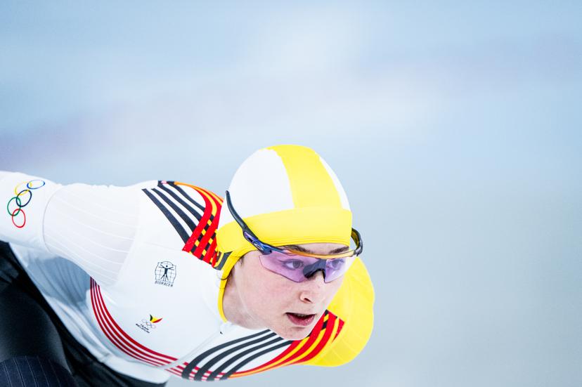 Belgian speed skater Fran Vanhoutte pictured in action during the Women's 1000m speed skating race at the Milano Cortina 2026 Olympic Winter Games, on Monday 09 February 2026 in Milan, Italy. The XXV Winter Olympics take place from 6 to 22 February 2026 in Italy. BELGA PHOTO JASPER JACOBS