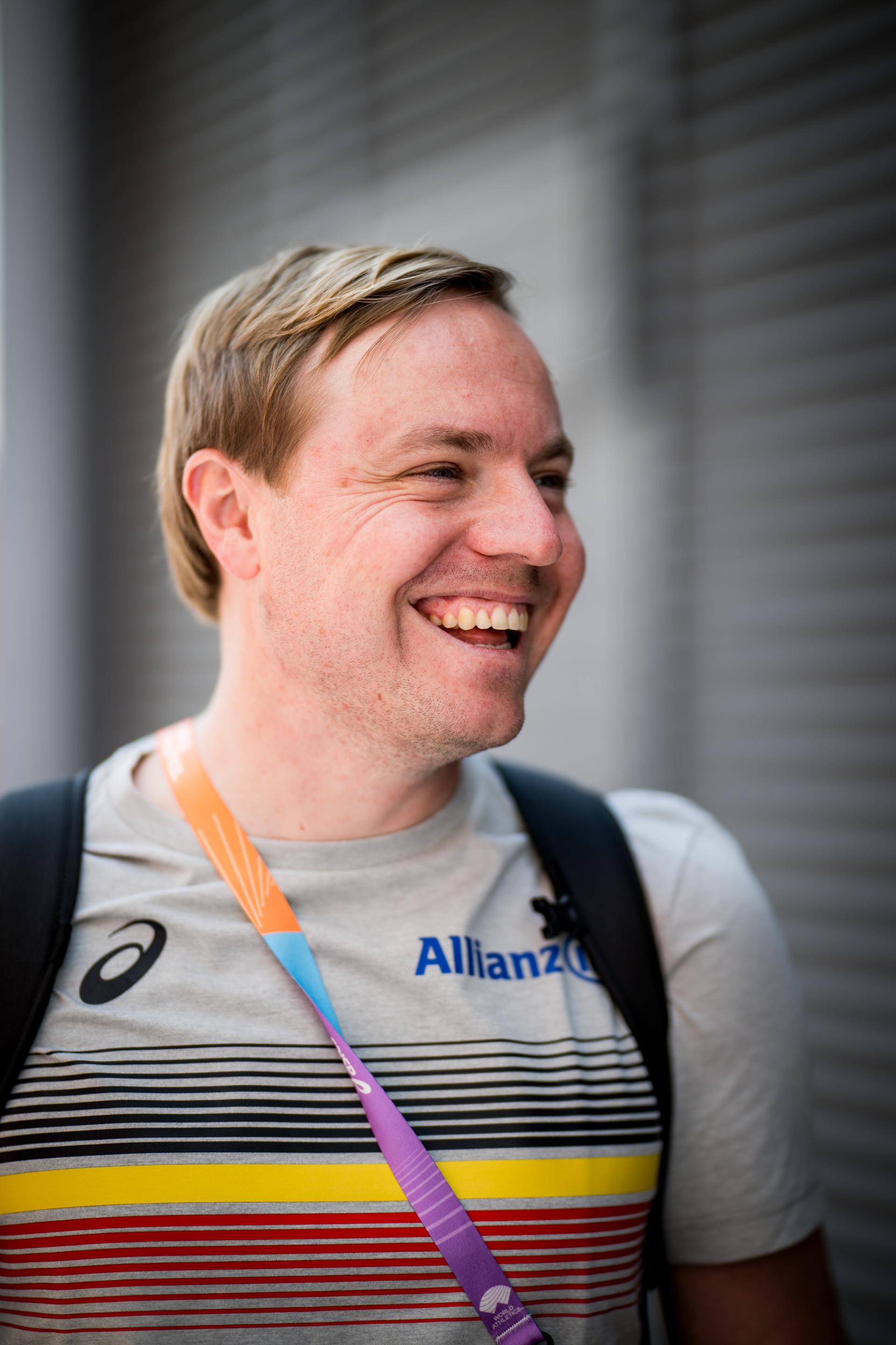 Team leader Tom Du Pan talks to the press during the World Athletics Indoor Championships, in Nanjing, China, Thursday 20 March 2025. The championships take place from 21 to 23 March. BELGA PHOTO JASPER JACOBS