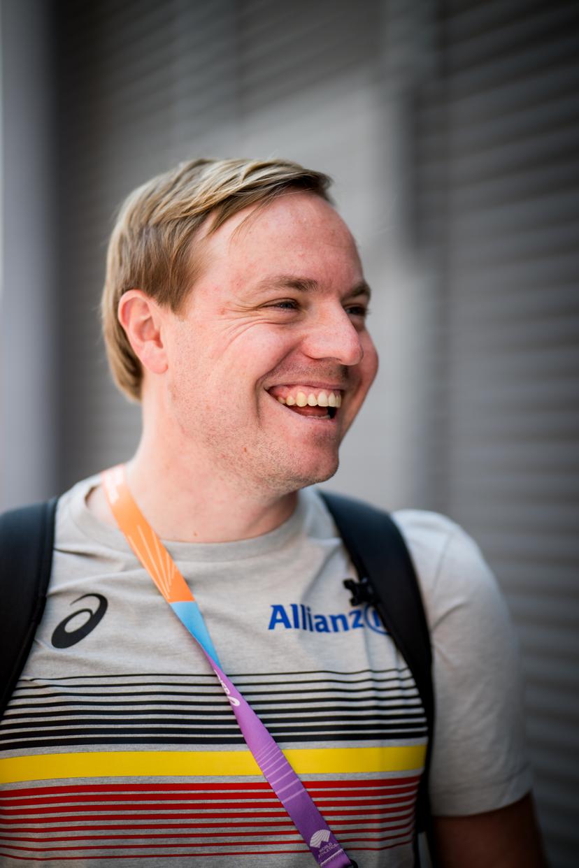 Team leader Tom Du Pan talks to the press during the World Athletics Indoor Championships, in Nanjing, China, Thursday 20 March 2025. The championships take place from 21 to 23 March. BELGA PHOTO JASPER JACOBS