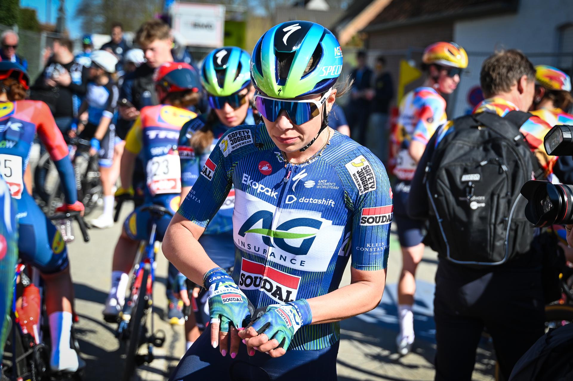 Belgian Shari Bossuyt of AG Insurance-Soudal Team pictured after the 'Nokere Koerse' one day cycling race for women elite, 133,3km from Deinze to Nokere, Kruisem on Wednesday 18 March 2026. BELGA PHOTO ELIAS ROM