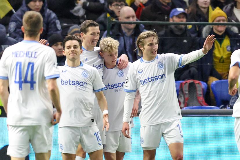 Club's Hans Vanaken celebrates after scoring during a soccer game between Kazakh FC Kairat Almaty and Belgian Club Brugge KV, Tuesday 20 January 2026 in Astana, Kazakhstan, on day seven of the League phase of the UEFA Champions League tournament. BELGA PHOTO BRUNO FAHY