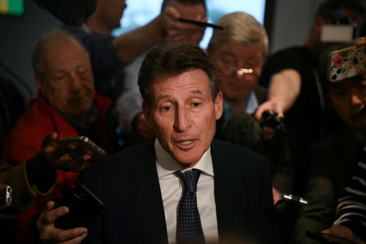 British candidate for the presidency of the IOC Sebastian Coe addresses media as he reacts after the results during the 144th IOC Session on the day of the election of the next President of the International Olympic Committee (IOC), in Costa Navarino, Greece on March 20, 2025. Zimbabwe's Kirsty Coventry was elected new President of International Olympic Committee on March 20, 2025.  Angelos Tzortzinis / AFP