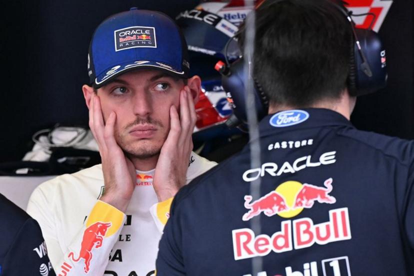 Red Bull Racing's Dutch driver Max Verstappen reacts in the pits during the third practice session of the Formula One Australian Grand Prix at the Albert Park Circuit in Melbourne on March 7, 2026.   WILLIAM WEST / AFP