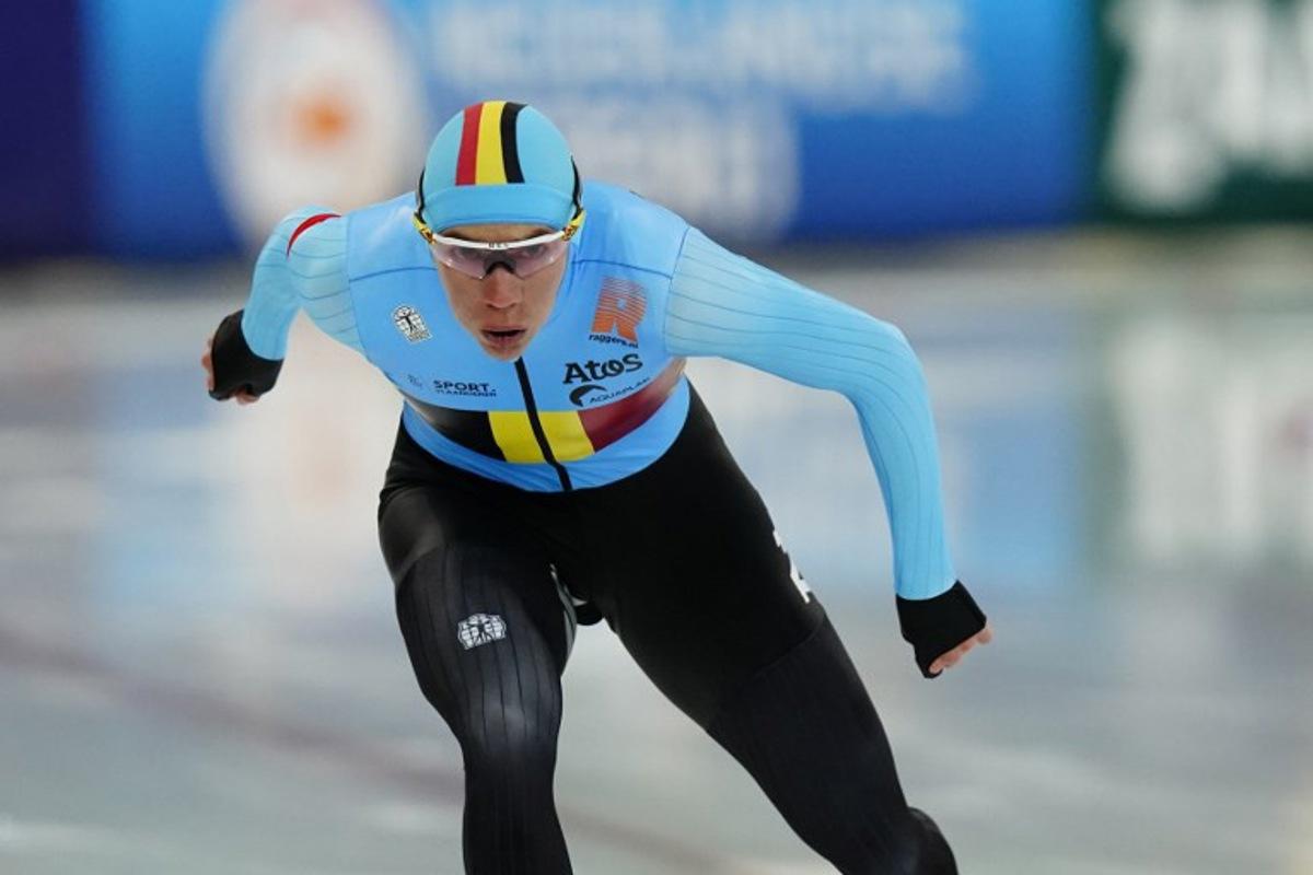 Bart Swings from Belgium competes during the men's 1500 m competition in the all-round World Championship 2022 in Vikingskipet Arena in Hamar, Norway on March 6, 2022.  Håkon Mosvold Larsen / NTB / AFP