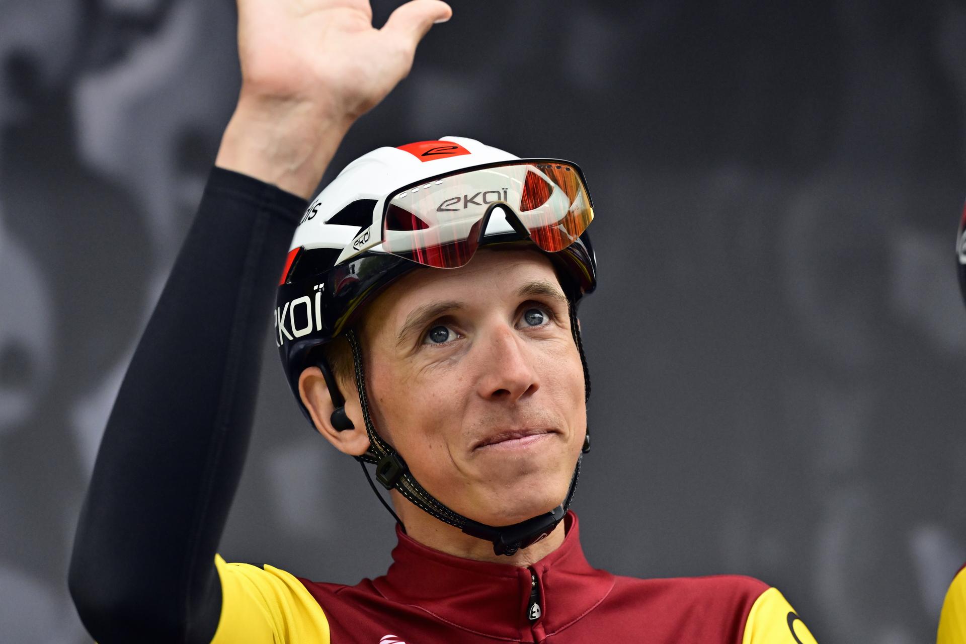 Belgian Dylan Teuns of Cofidis pictured at the start of the men's race of the 'La Fleche Wallonne', one day cycling race (Waalse Pijl - Walloon Arrow), 205,2 km from Ciney to Huy, Wednesday 23 April 2025. BELGA PHOTO DIRK WAEM