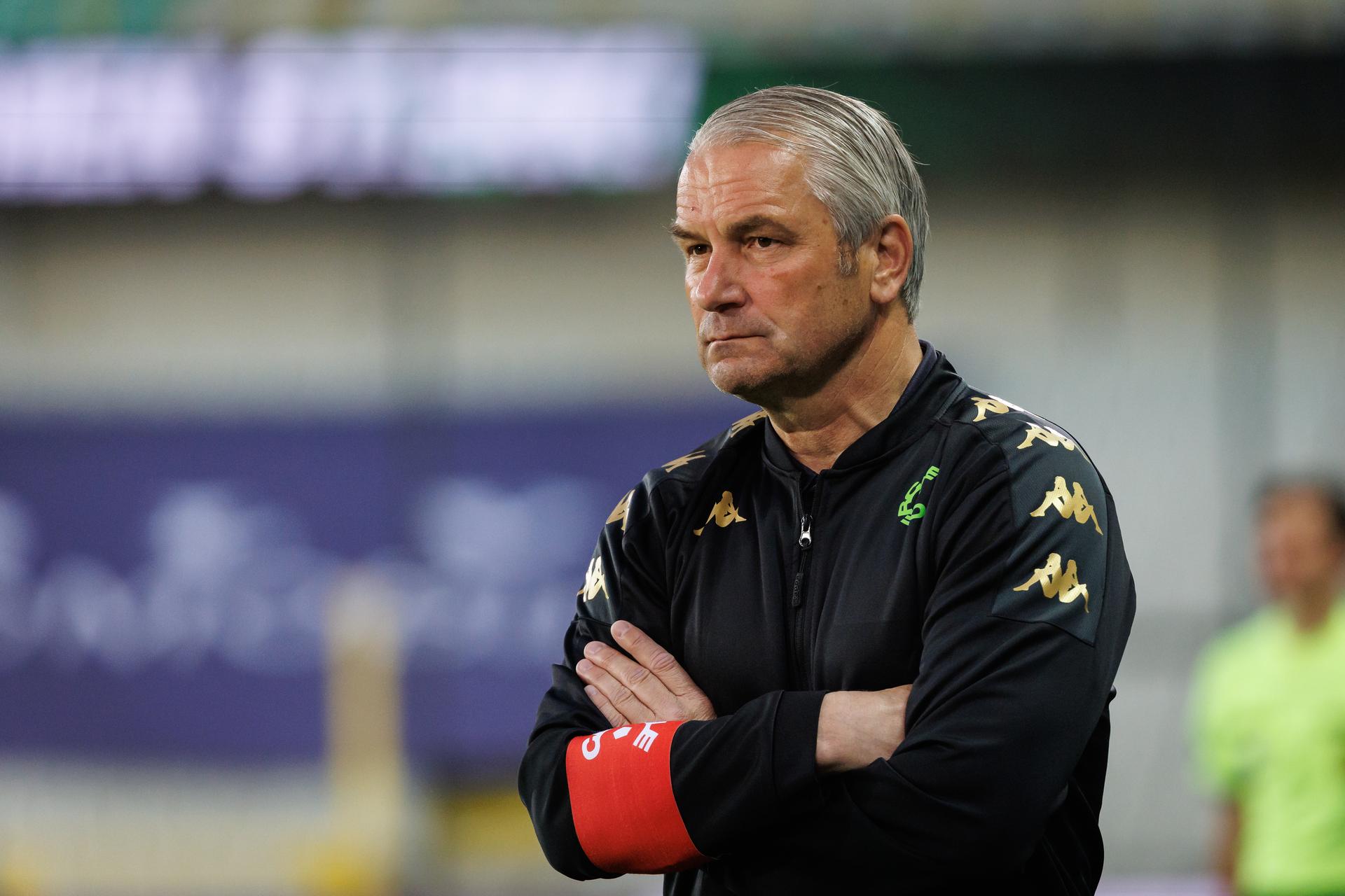 Cercle's new head coach Bernd Storck pictured during a soccer match between Cercle Brugge and Patro Eisden Maasmechelen, Friday 23 May 2025 in Brugge, the second leg of the Relegation Play-offs Finals of the 2024-2025 'Jupiler Pro League' Belgian championship. The winner of the meeting will qualify to play in the First Division. BELGA PHOTO KURT DESPLENTER