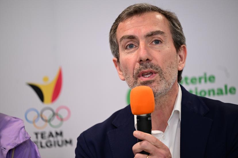 BOIC-COIB board member Marc Coudron pictured during the presentation of the Urban Youth Games (31/05), at the Sippelberg Stadium (Stade Sippelberg) in Sint-Jans-Molenbeek - Molenbeek-Saint-Jean, Brussels, Thursday 21 March 2024. This marks the start of the 8 events planned for 2024, with as culmination of the first European edition in Paris. The Urban Youth Games aim to bring together children from different backgrounds, with or without disabilities, through sporting activities. BELGA PHOTO LAURIE DIEFFEMBACQ