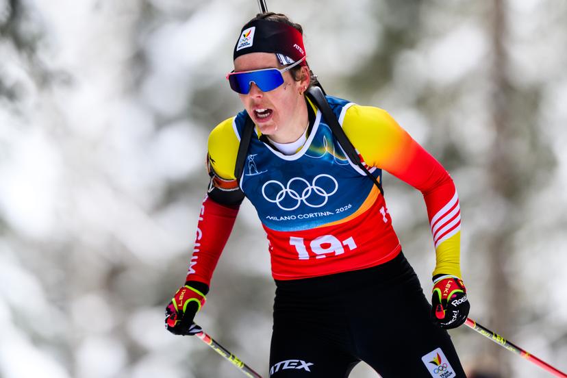 260218 Lotte Lie of Belgium competes in women's biathlon 4 x 6 km relay during day 12 of the 2026 Winter Olympics on February 18, 2026 in Anterselva.  Photo: Mathias Bergeld / BILDBYRÅN / kod MB / MB1336 skidskytte biathlon skiskyting olympic games olympics winter olympics os ol olympiska spel vinter-os olympiske leker milano cortina 2026 milan cortina 2026 milano cortina 2026 olympic games milano cortina 2026 winter olympic games milano cortina-os milano cortina-ol vinter-ol 12 bbeng relay stafett BELGA PHOTO BENELUX ONLY