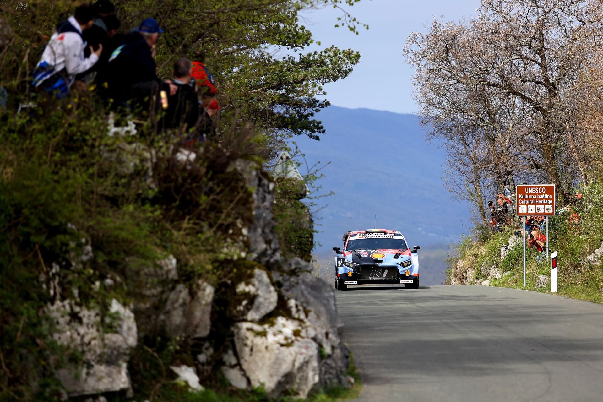 Thierry Neuville of Belgium and Martijn Wydaeghe of Belgium are competing with their Hyundai Shell Mobis World Rally Team Hyundai i20 N Rally1 during Shakedown Sarsoni - Trnovica ahead  FIA World Rally Championship Croatia in Sarsoni, Croatia on April 9, 2026. Photo: Nel Pavletic/PIXSELL - ATTENTION EDITORS - BENELUX ONLY -