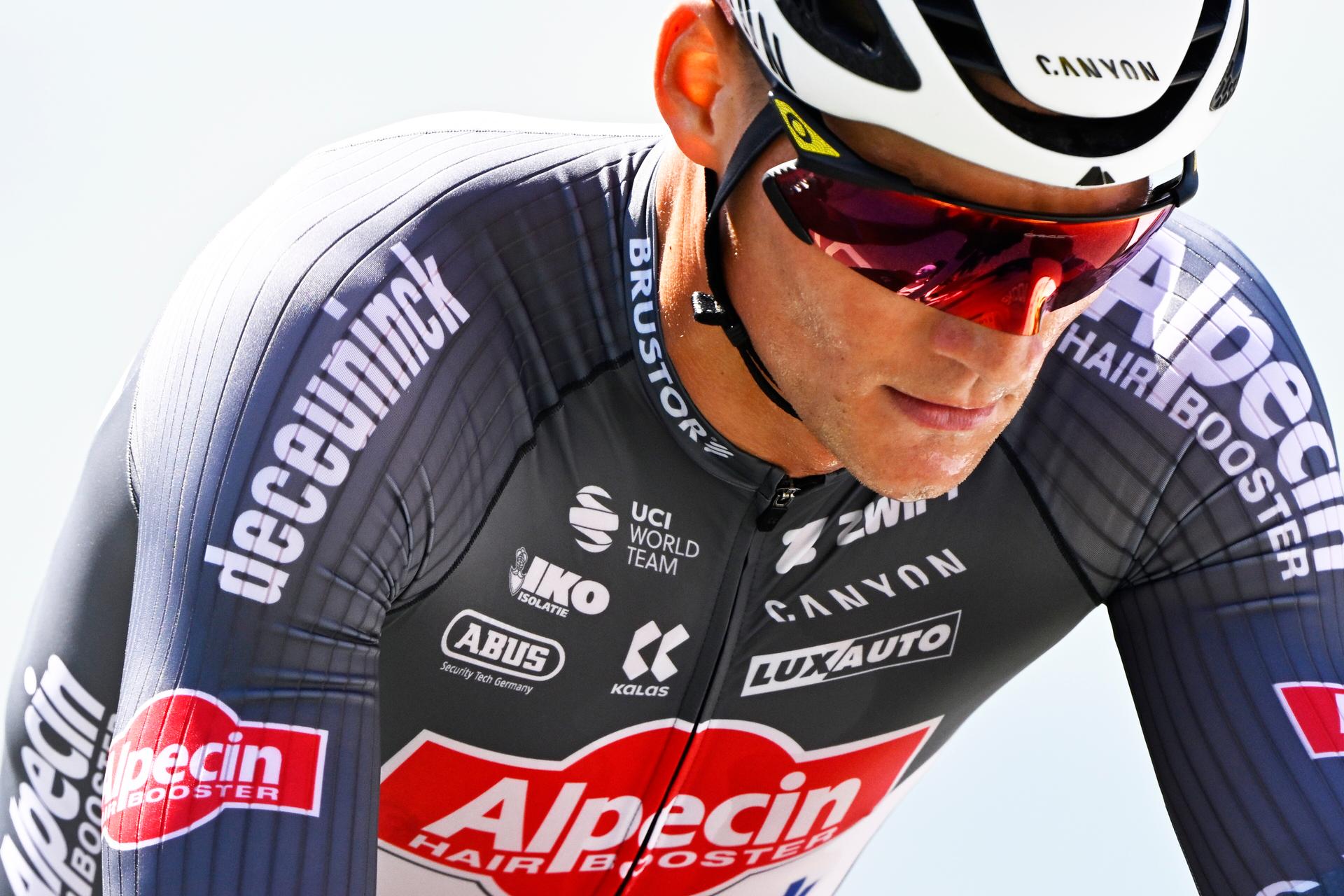 Dutch Mathieu van der Poel of Alpecin-Deceuninck pictured at the finish of stage 13 of the 2025 Tour de France cycling race, an 11km individual time trial from Loudenvielle to Peyragudes, on Friday 18 July 2025 in France. The 112th edition of the Tour de France starts on Saturday 5 July in Lille, France, and will finish in Paris, France on the 27th of July.   BELGA PHOTO JASPER JACOBS