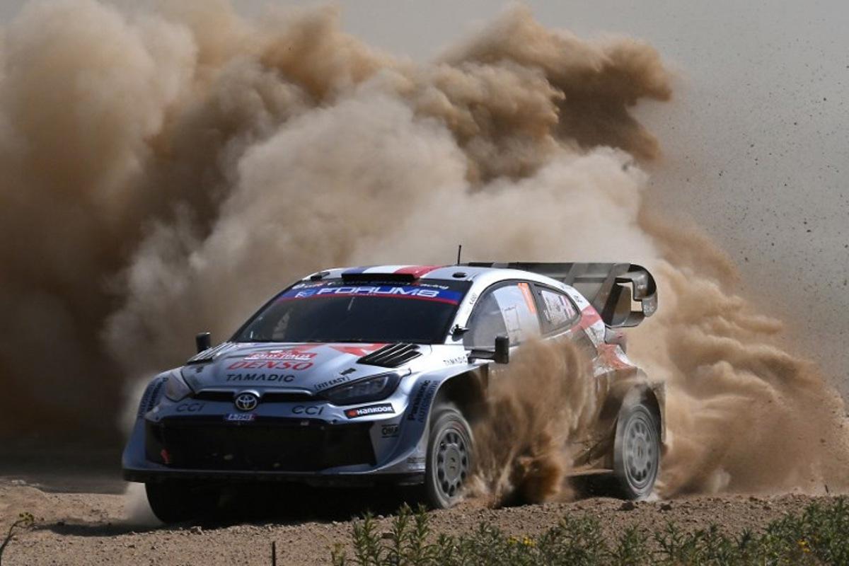 France's Sebastien Ogier and co-driver France's Vincent Landais drive their Toyota GR Yaris Rally 1 as they compete in the SS7 special between Ciluna and Loelle during the 22nd edition of the Rally Italia Sardegna, 6th round of the FIA World Rally Championship (WRC), near Budusso, Sardinia, on June 7, 2025.  Andreas SOLARO / AFP