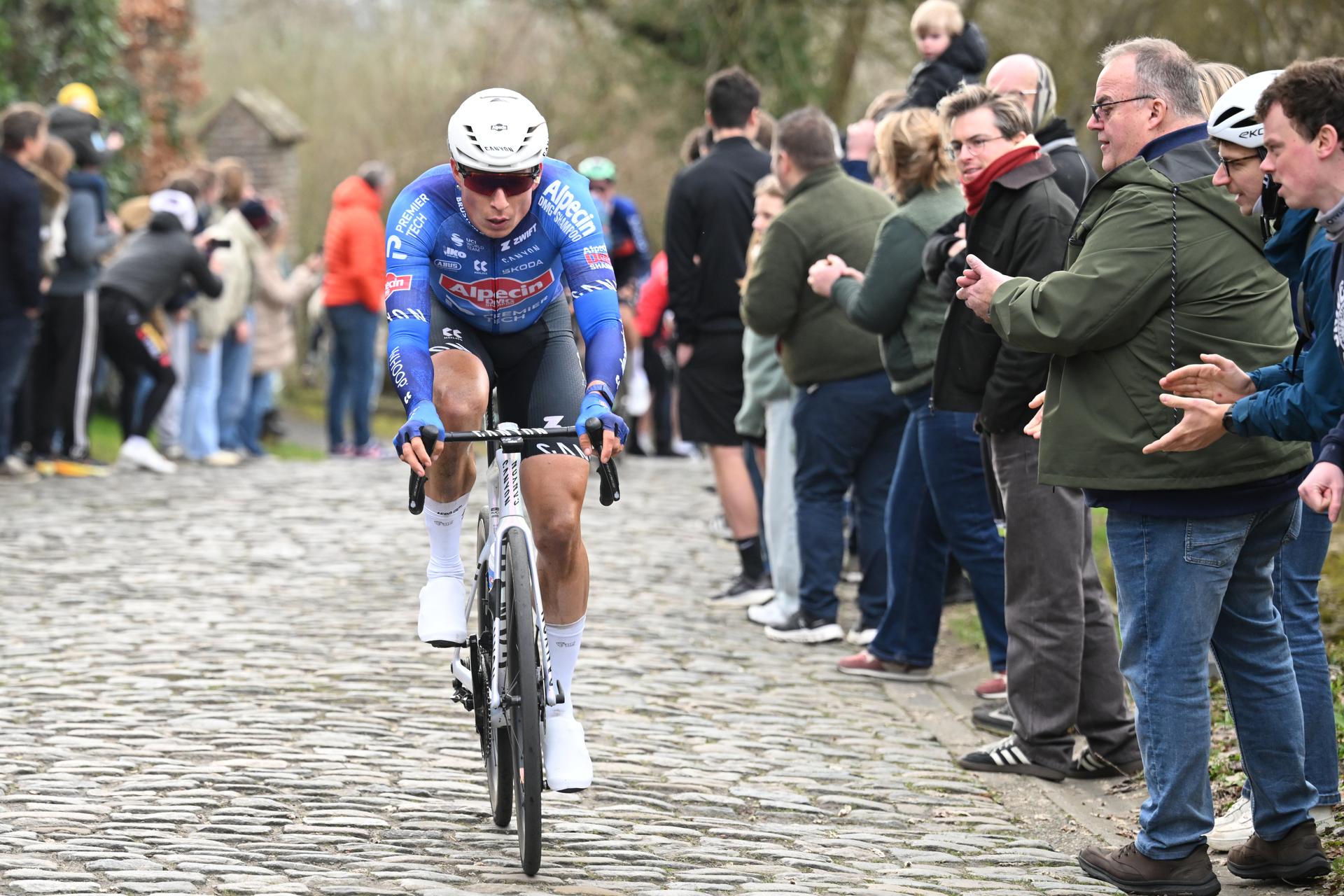 Belgium's Jasper Philipsen of Alpecin-Premier Tech pictured in action during the 78th edition of the men elite race of the Kuurne-Brussels-Kuurne one day cycling race, 195 km from Kuurne to Kuurne via Brussels, Sunday 01 March 2026.  BELGA PHOTO POOL TOMAS SISK