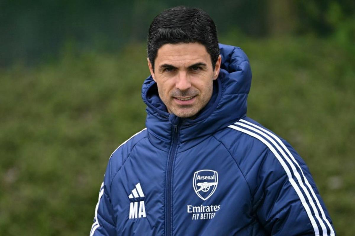 Arsenal's Spanish manager Mikel Arteta arrives to attend a team training session at the Arsenal Training centre in London Colney, north of London, on May 6, 2025, on the eve of their UEFA Champions League semi-final second leg football match against Paris Saint-Germain (PSG).  Glyn KIRK / AFP
