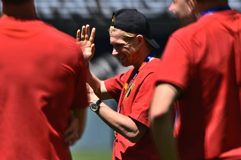 Belgium's Kevin De Bruyne smiles as Belgian national soccer team Red Devils discover the Lumen Field stadium, ahead of their first game on Monday, in Seattle, USA, on Saturday 13 June 2026. The Red Devils play their first game of the 2026 FIFA World Cup on Monday 15 June in Seattle against Egypt. BELGA PHOTO DIRK WAEM