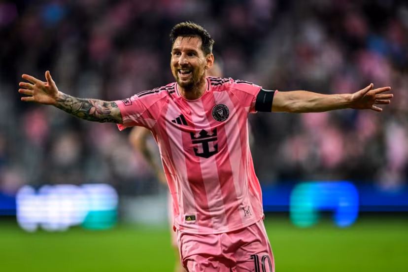 Inter Miami's Argentine forward #10 Lionel Messi celebrates scoring a goal that was disallowed during a Major League Soccer (MLS) regular season football match between Inter Miami CF and Austin FC at newly inaugurated NU Stadium in Miami, Florida, on April 4, 2026. Giorgio VIERA / AFP