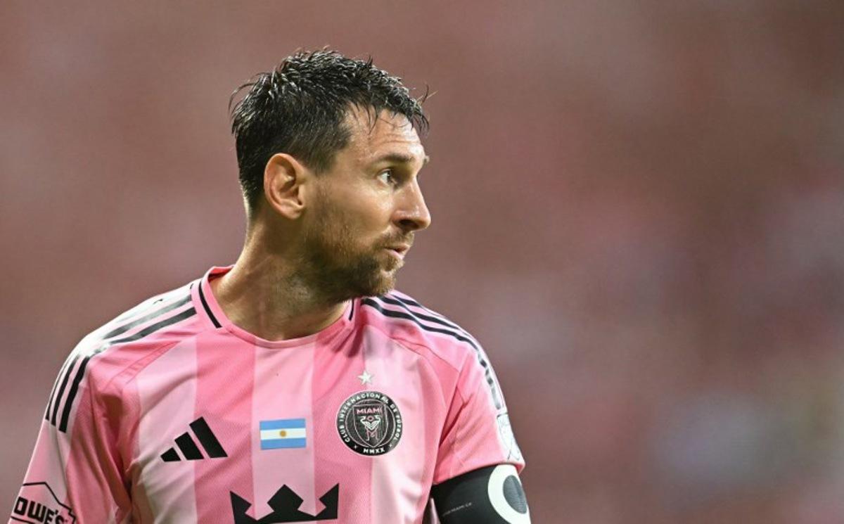 Inter Miami's Argentine forward #10 Lionel Messi looks on during the Major League Soccer (MLS) regular season football match between Inter Miami CF and Philadelphia Union at Nu Stadium in Miami, Florida, on May 24, 2026. CHANDAN KHANNA / AFP